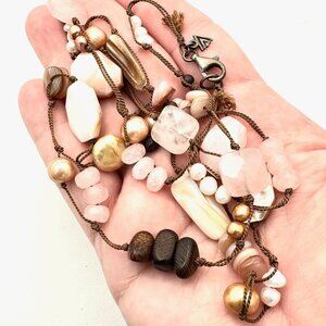 Silpada Womens Necklace Sterling Silver Pearl Rose Quartz N1428